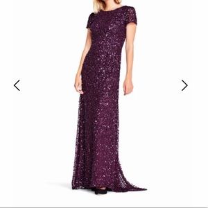 Adrianna Papell Cabernet Scoop Back Sequin Gown